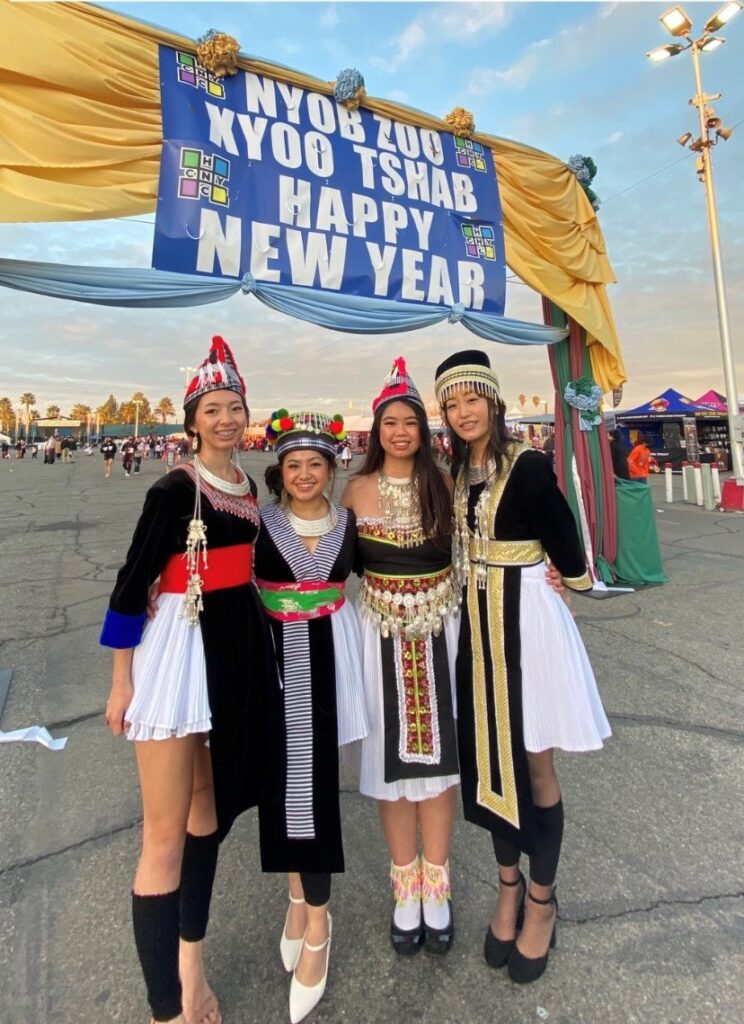 four young Hmong women at 2021 Hmong new year celebration