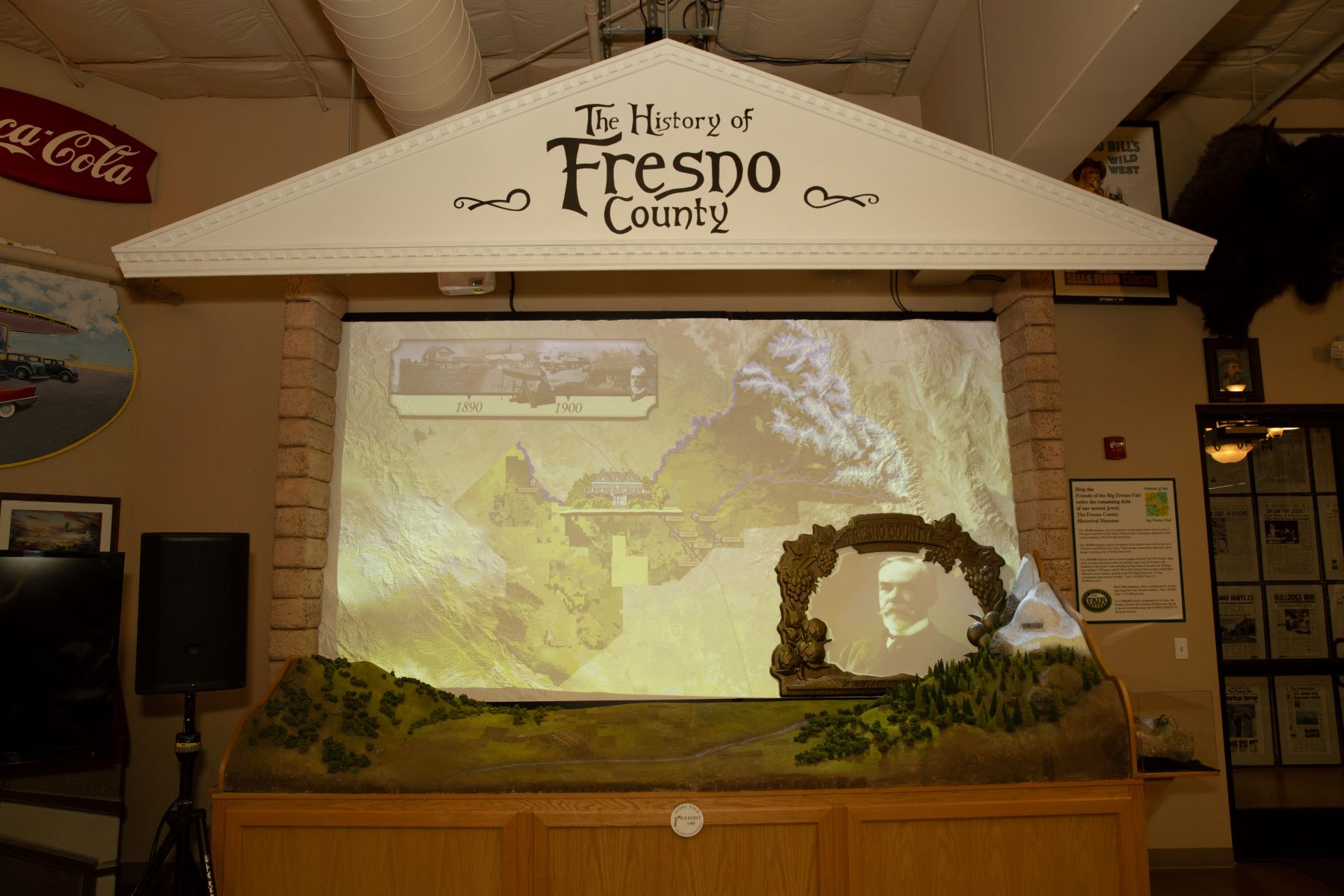 The History of Fresno County interactive exhibit on second floor of Fresno County Historical Museum