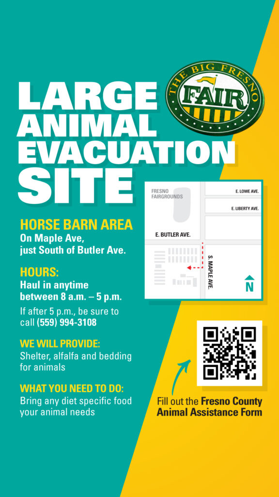 Graphic with text above about large animal evacuation
