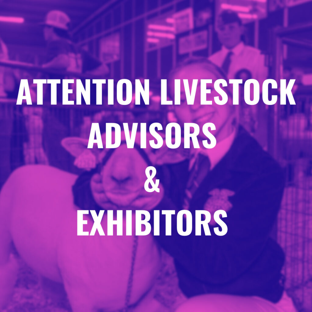 attention livestock advisors and exhibitors graphic