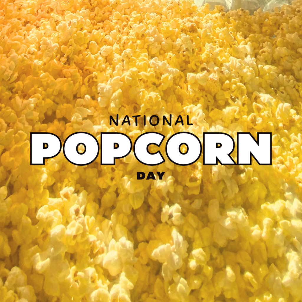 national popcorn day with popcorn as background