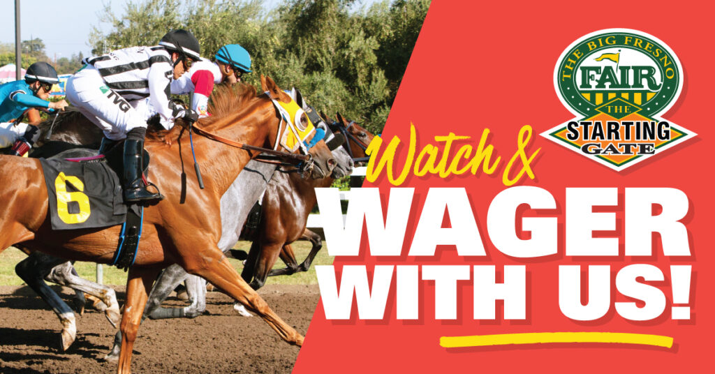 watch & wager with us big fresno fair logo the starting gate logo horse races with jockeys