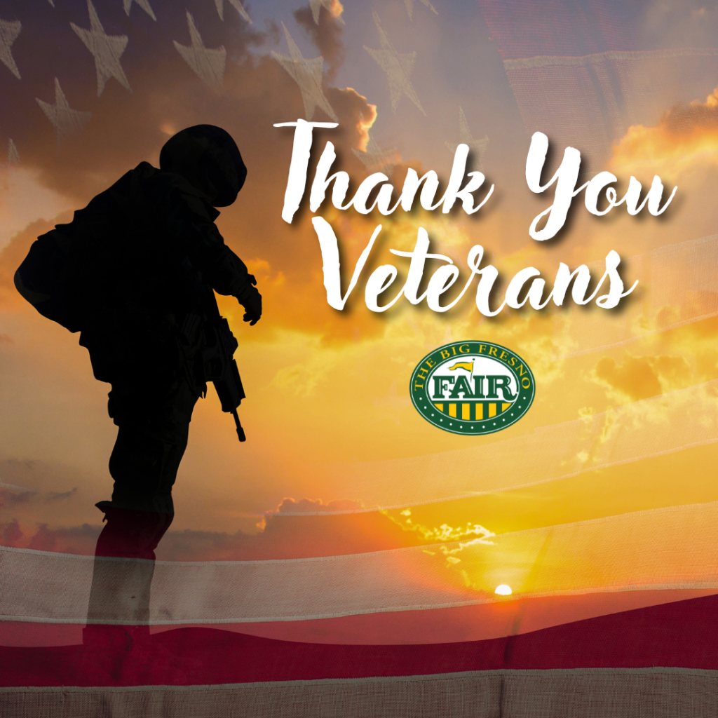 Thank You Veterans; big fresno fair logo